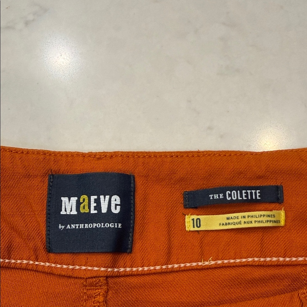Anthropologie Collette Wide-Leg Pants in Bright Orange - Picture 4 of 8